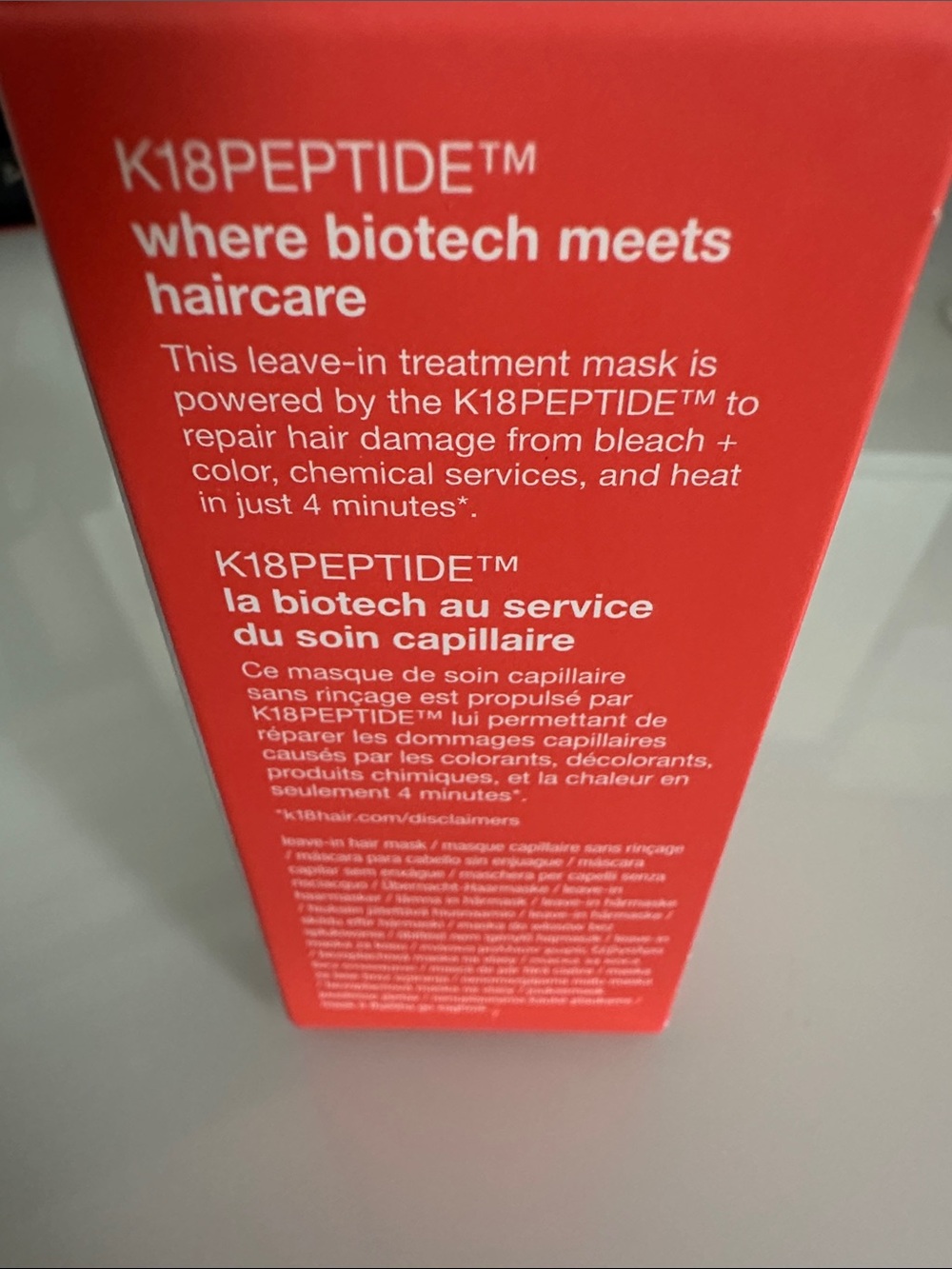 K18 Biomimetic Hairscience Leave-In Molecular Repair Hair Mask - White/Red - Picture 3 of 5
